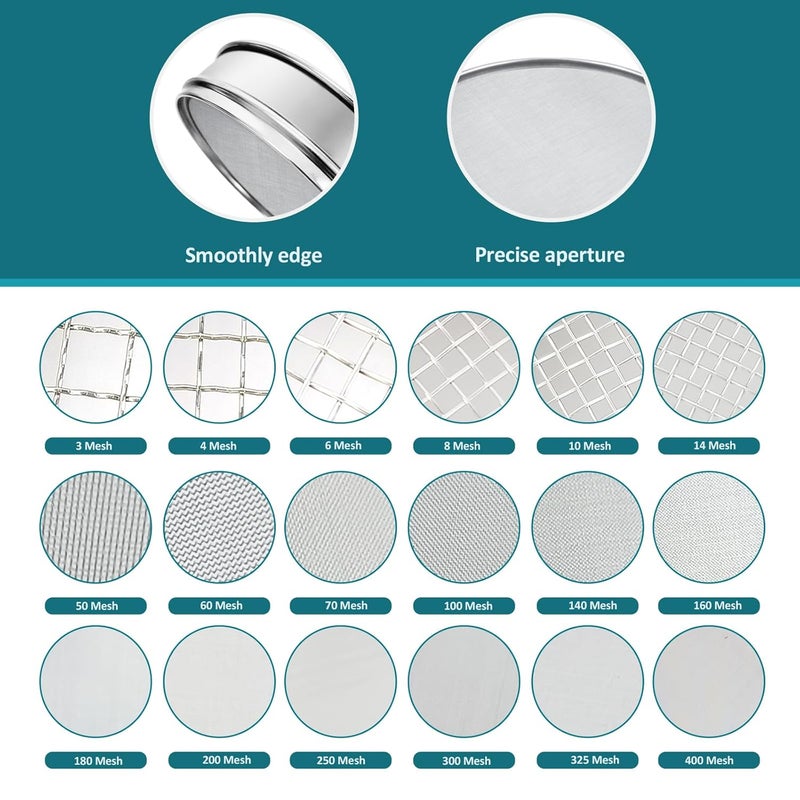 LVDALAB 304 Stainless Steel Mesh Lab Sieve, 60 Mesh (0.3mm) Aperture Test Sieve, 7.9Inch(20cm) Diameter Economy Standard Analysis Sample Test Sieves for Industrial Laboratory Homes - Image 3